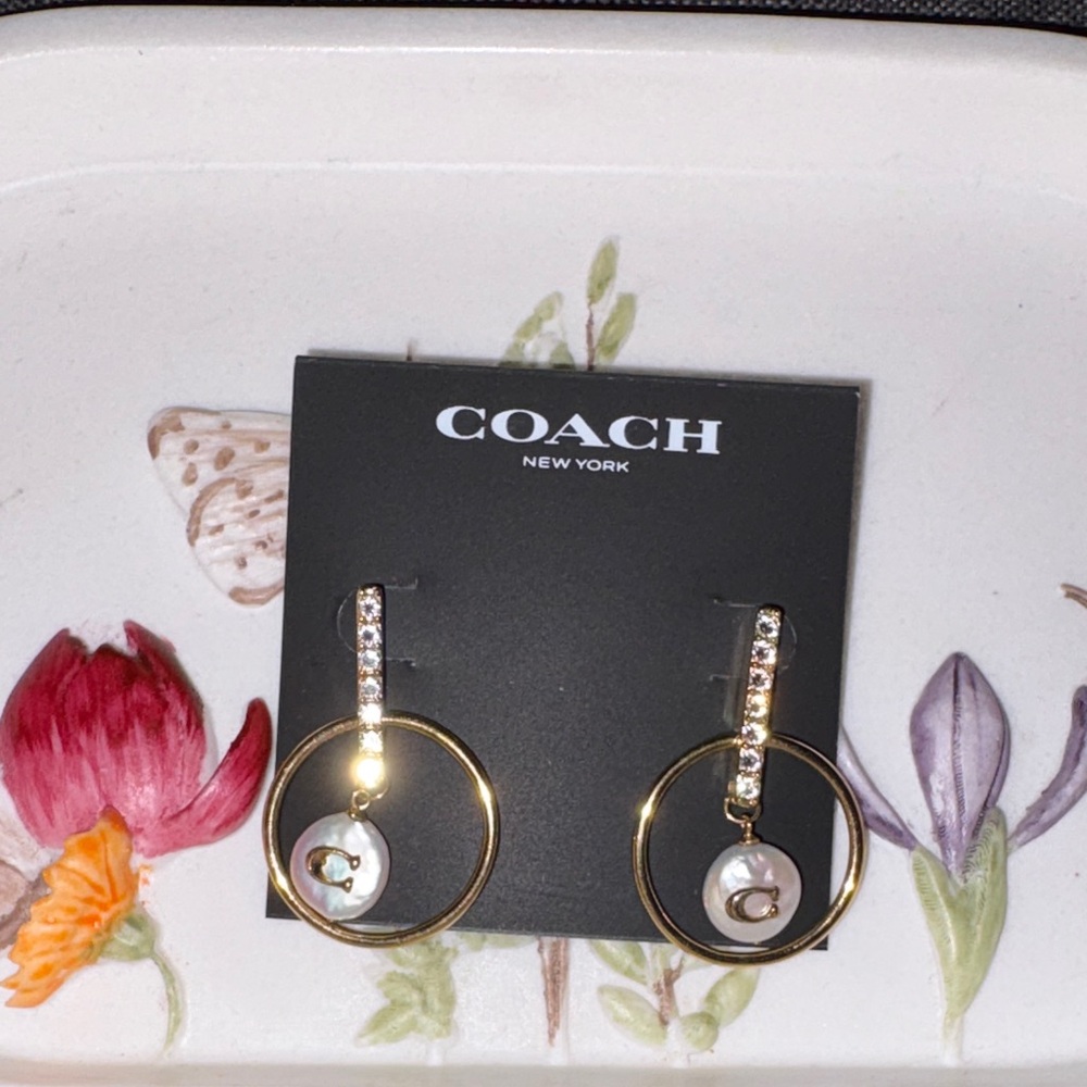 Coach New York Gold and Silver Hoop Earrings